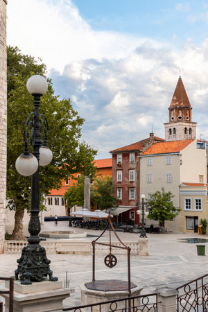 Churches, houses and streets in old city of Zadar in Croatiaの写真素材