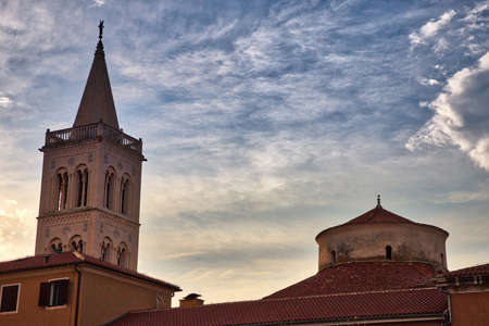 Churches, houses and streets in old city of Zadar in Croatiaの写真素材