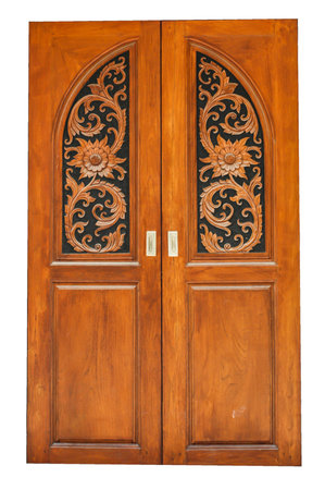 The brown door on white backgroundの写真素材