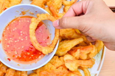 The dish of fried vegetable are crispy and deliciousの写真素材