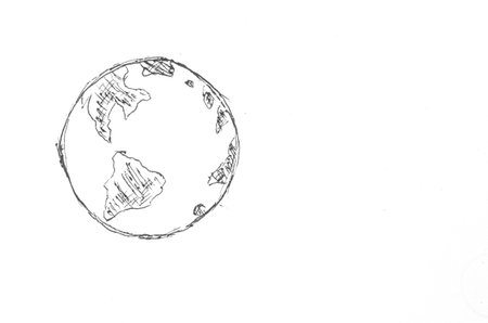 The Globe draft by hand on the white background.の写真素材
