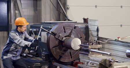 male worker at the factory, measures to do and prepare for processing.
