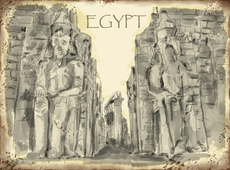 Drawing Ancient Egyptian Statueの写真素材