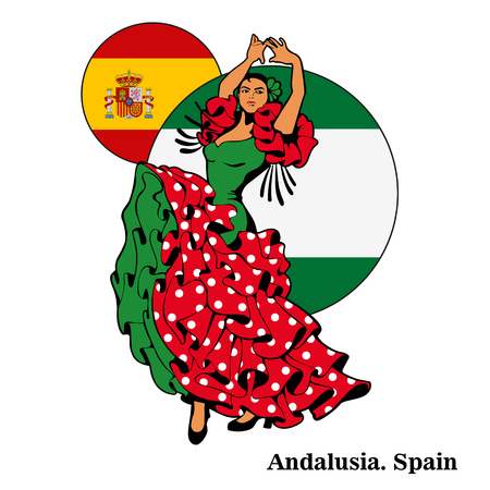 Flamenco in Andalusia, woman in dance.のイラスト素材