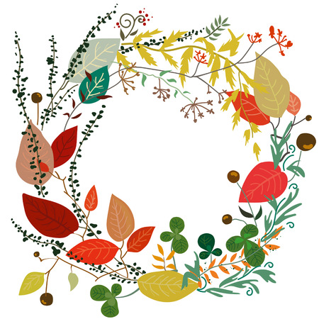 Round frame of leaves. Autumn.のイラスト素材
