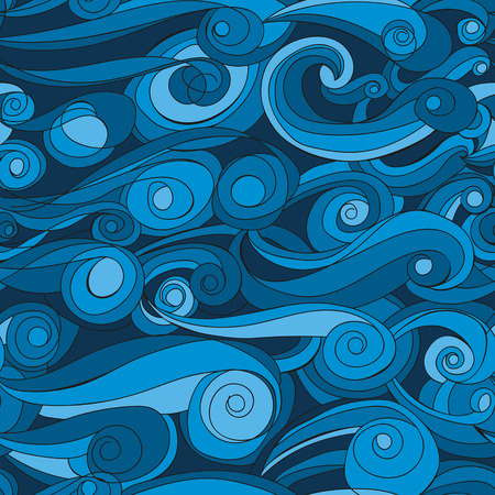 Seamless abstract pattern with blue waves. Perfect for printing on fabric or paper.のイラスト素材
