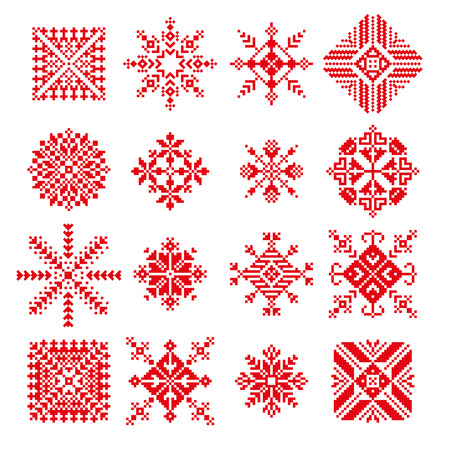 Vector snowflake in embroidery russian styleのイラスト素材