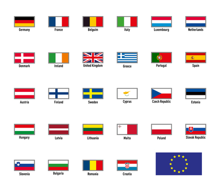 Vector highly detailed flags of The European Unionのイラスト素材
