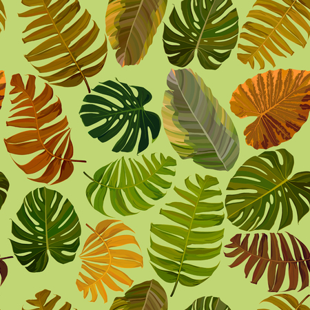 Seamless background with tropical leaves. Perfect for scrapbooking. Vector illustration, EPS 10のイラスト素材