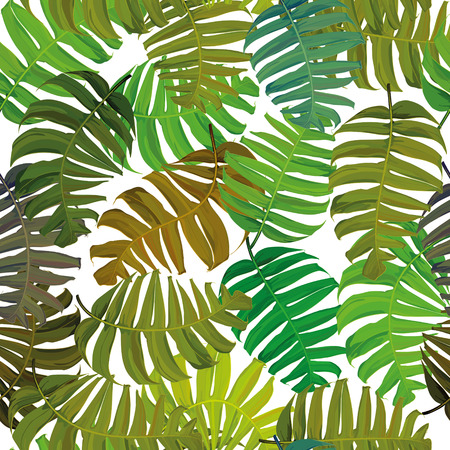 Seamless background with tropical leaves. Perfect for scrapbooking. Vector illustration, EPS 10のイラスト素材