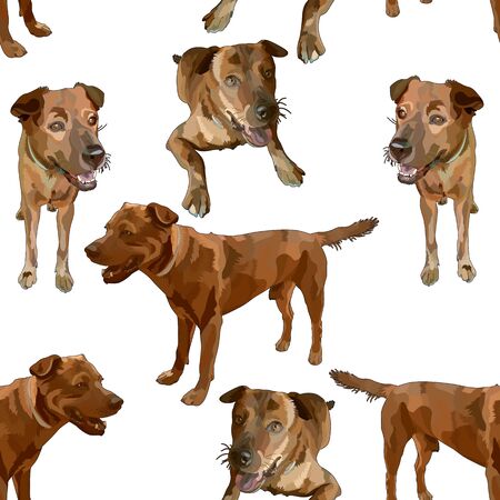 Seamless background with dogs.のイラスト素材