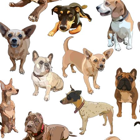 Seamless background with dogs.のイラスト素材