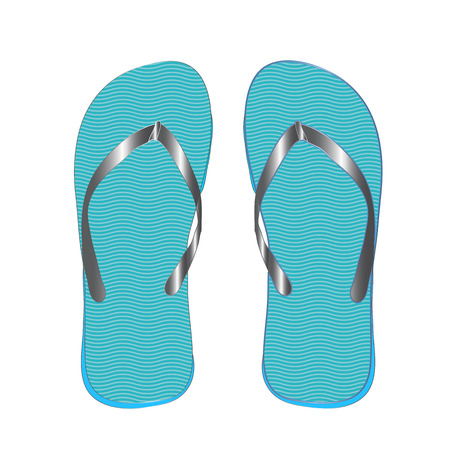 Flip-flops male blue color, for the beach, on a white background.vectorのイラスト素材