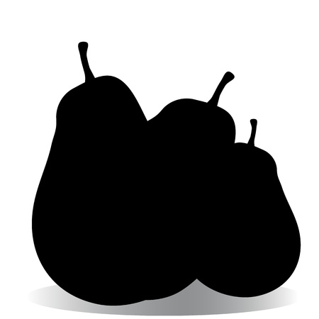Three pears silhouette on a white background.のイラスト素材