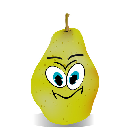 Smiling pear, cartoon on a white background.のイラスト素材