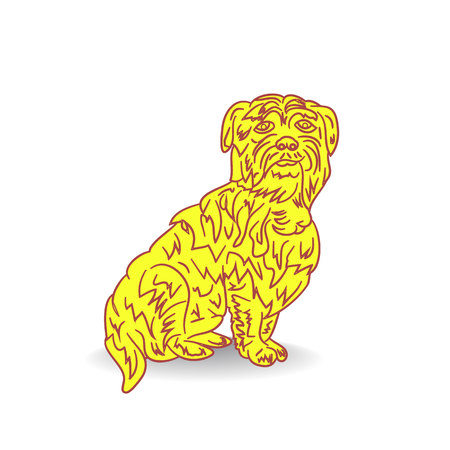 Symbol of the year, yellow dog, cartoon on a white background.vectorのイラスト素材