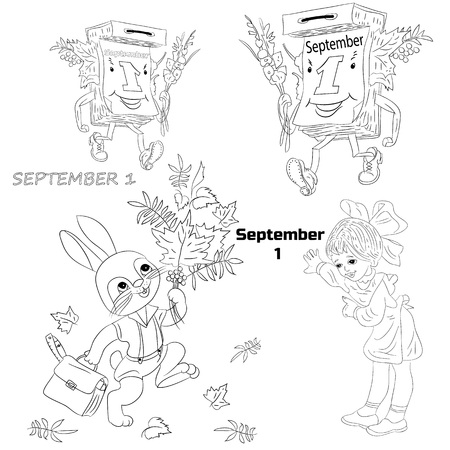 Collection of a silhouette for September 1のイラスト素材