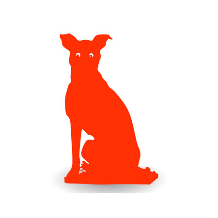 Surprised orange dog, silhouette on white background.vectorのイラスト素材