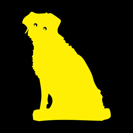 Silhouette of a yellow dog sitting, Cartoon on a black background.Vectorのイラスト素材