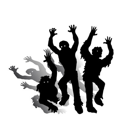 Silhouette of a zombie (Halloween), on a white background.Vectorのイラスト素材