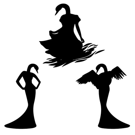 Silhouette of a swan vector illustration.のイラスト素材