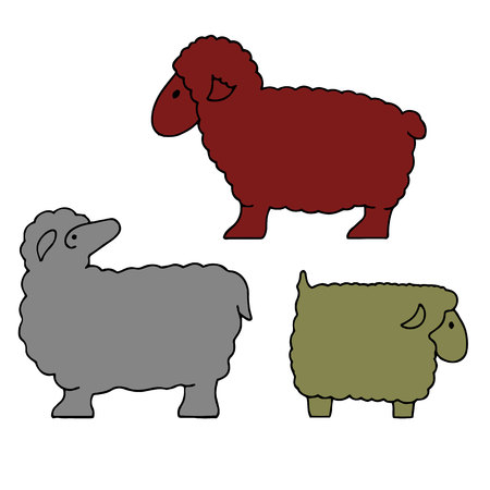 Silhouette of sheep collection vectorのイラスト素材