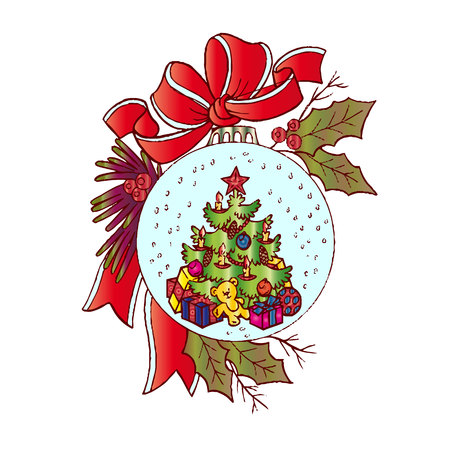Christmas decoration cartoon illustration on white background.のイラスト素材