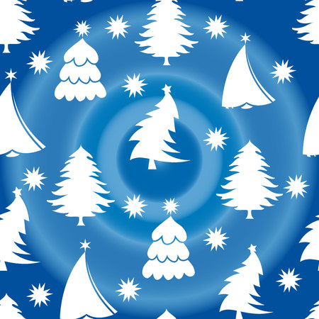 Seamless pattern with white Christmas treesのイラスト素材