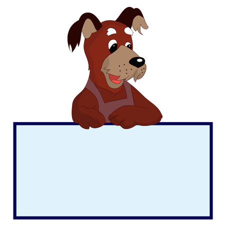 Amazing dog with blank template for text, cartoon on white background, vectorのイラスト素材