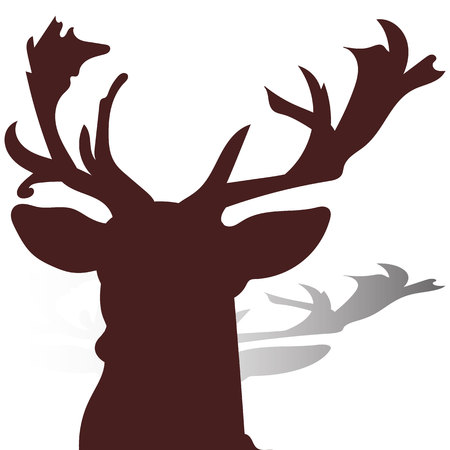 Head of a deer close-up, brown silhouette on a white background, vectorのイラスト素材