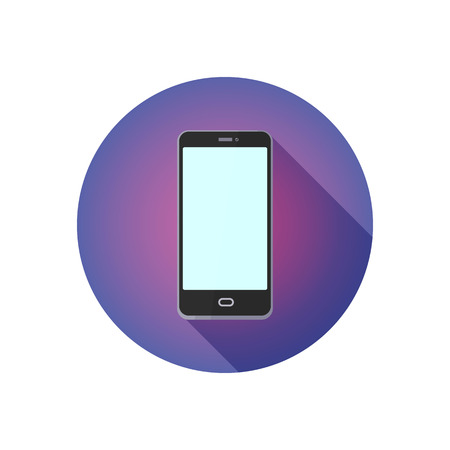 Round flat icon for website. cell phone in purple circle, vector illustration.のイラスト素材