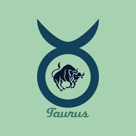 blue logo-icon for site, zodiac sign Taurus, dark blue bull on light blue background, vectorのイラスト素材