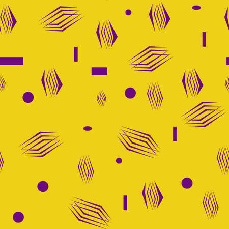 Abstract shapes, seamless pattern, yellow with purple shapes, vectorのイラスト素材