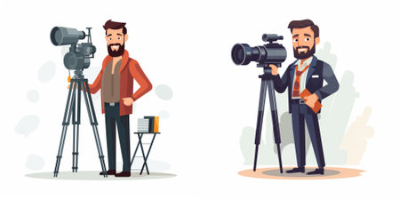 Cameraman and videographer. Cameraman with camera. Vector illustration