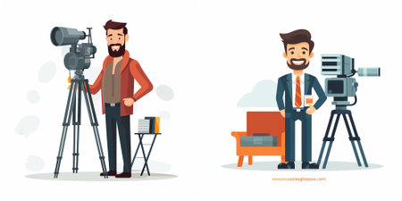Cameraman and videographer. Cameraman with camera. Vector illustration