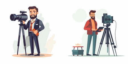 Cameraman and videographer. Vector illustration in cartoon style.のイラスト素材