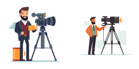 Photographer and cameraman with camera. Professional videographer or videographer with professional...