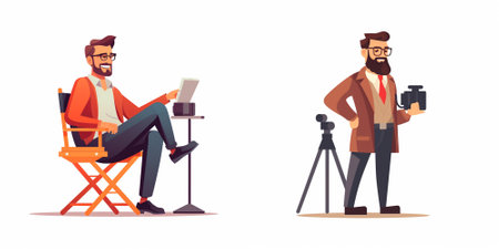 Journalist or Journalist Interviewing Male Character Wearing Clothes Vector Set