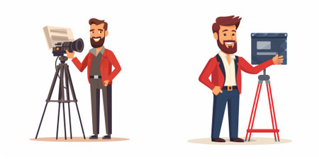 Photographer and videographer. Vector illustration in flat cartoon style.