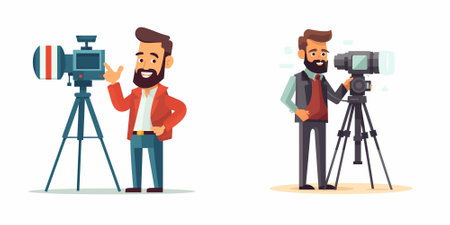 Cameraman or videographer in a flat style. Vector illustration