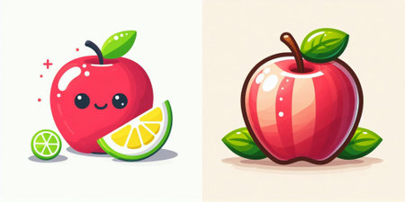 Cute apple fruit character. Cartoon vector illustration isolated on white background.のイラスト素材