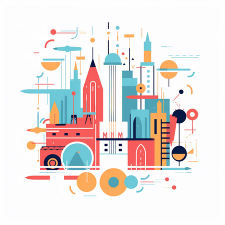 Flat design style illustration of Barcelona, Spain. Travel and tourism concept.のイラスト素材