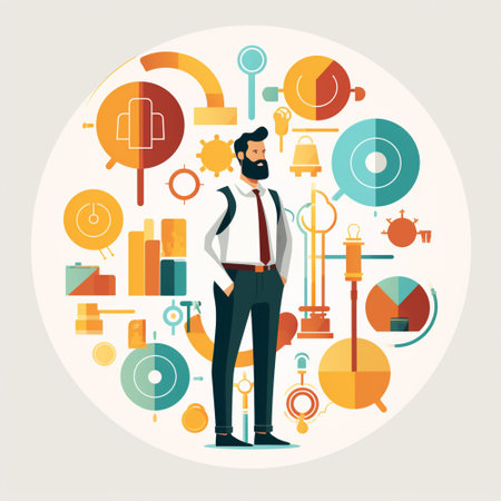 Businessman with a beard in a business suit. Vector illustration.のイラスト素材