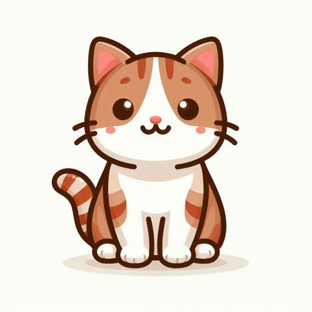 Cute cartoon cat. Vector illustration isolated on a white background.のイラスト素材