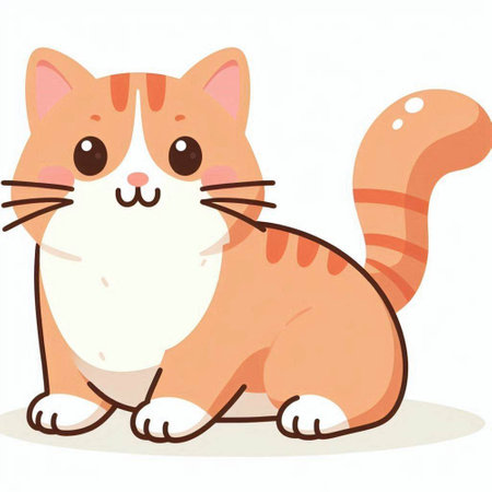 Illustration of a Cute Red Cat Sitting on a White Backgroundのイラスト素材