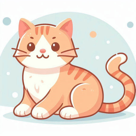Cute cat on a white background. Vector illustration in cartoon style.のイラスト素材