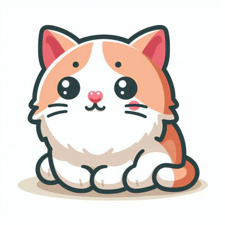 Cute cartoon cat. Vector illustration isolated on a white background.のイラスト素材