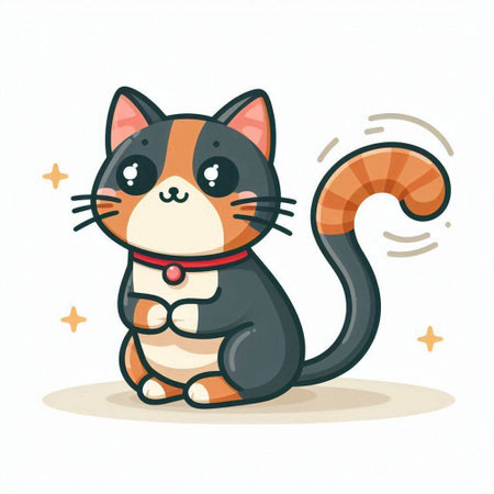 Cute cartoon cat vector illustration. Cute cat character design.のイラスト素材