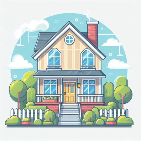Vector illustration of a country house in the style of flat design.のイラスト素材
