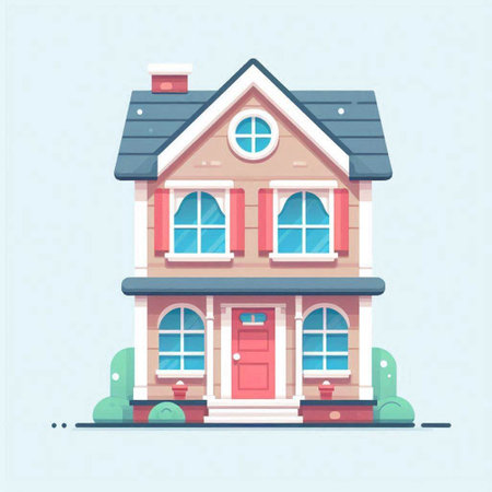 House in flat style. Cartoon style. Vector illustration for your design.のイラスト素材